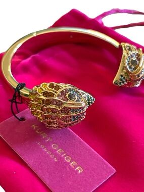🔑 Kurt Geiger Gold-Tone Multicolored Crystal Snake Cuff